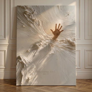 Take Courage canvas print leaning against a wall