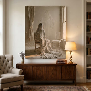 Never Alone canvas print hanging on a wall