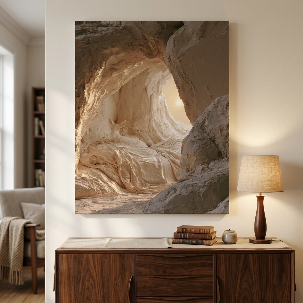 The Lamb at Rest canvas print hanging on a wall