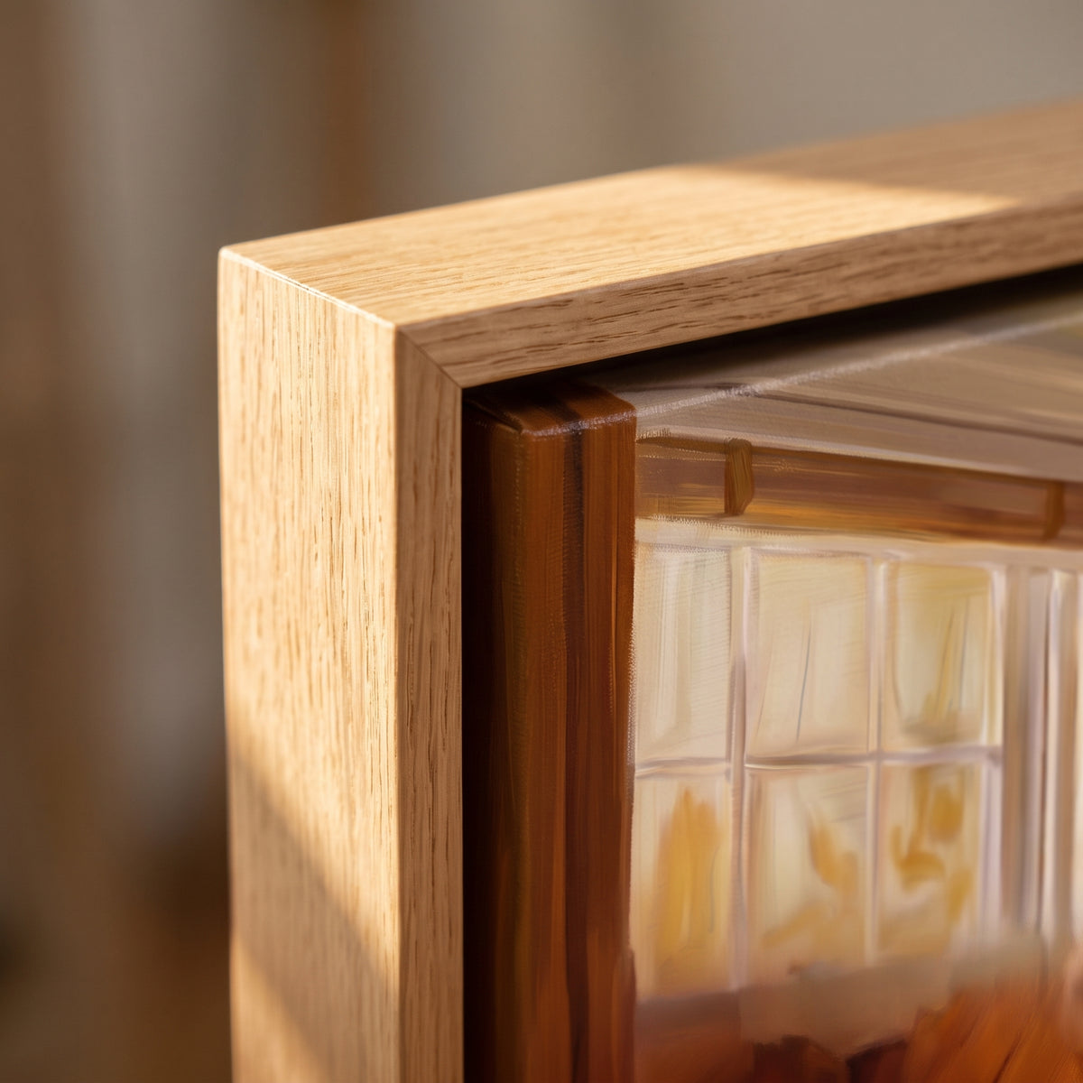 Oak frame corner detail of the Every Ordinary Day canvas
