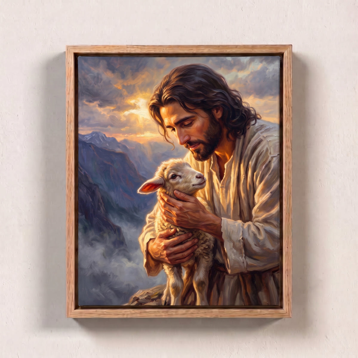 Found canvas print in an oak frame