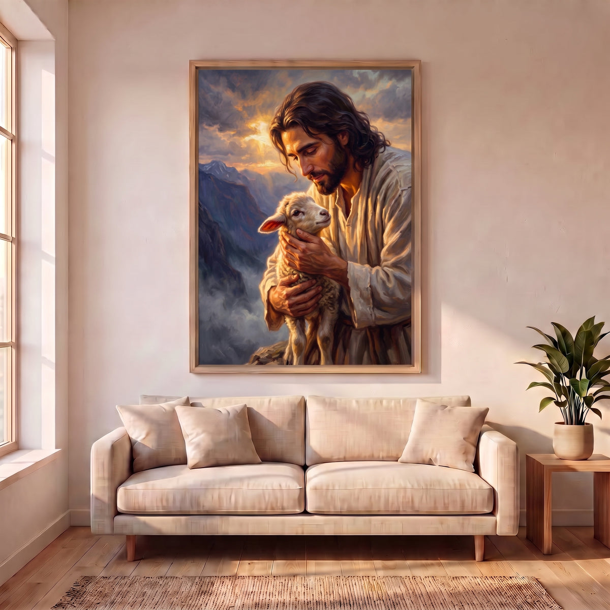Found canvas print above a sofa