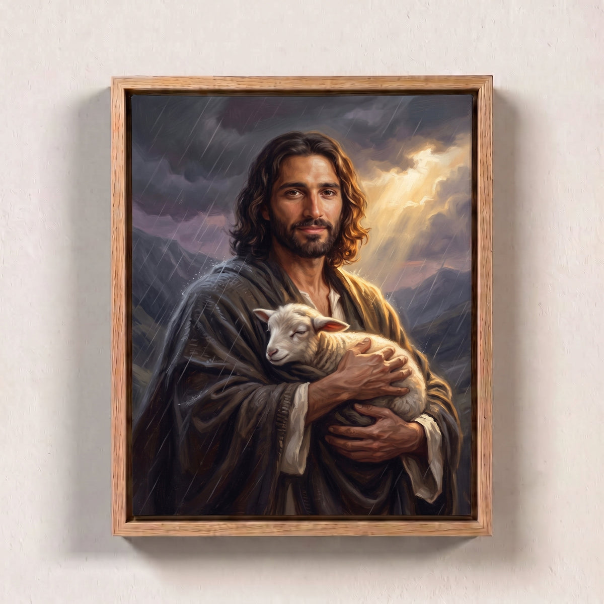 Shelter canvas print in an oak frame