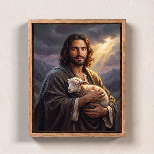 Shelter canvas print in an oak frame
