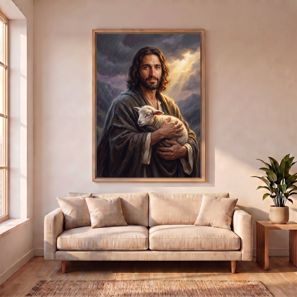 Shelter canvas print above a sofa
