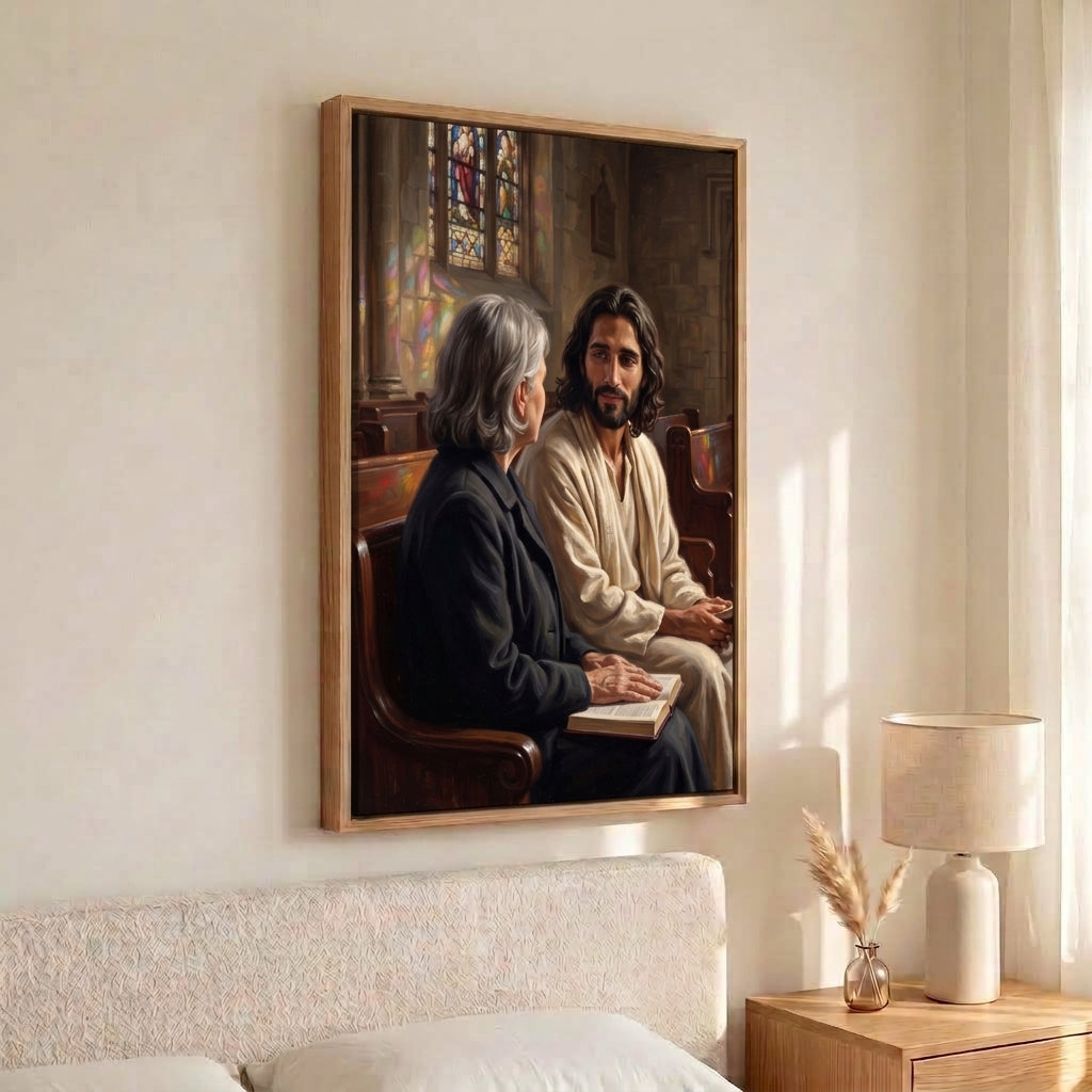 The Seat Beside You canvas print in a bedroom